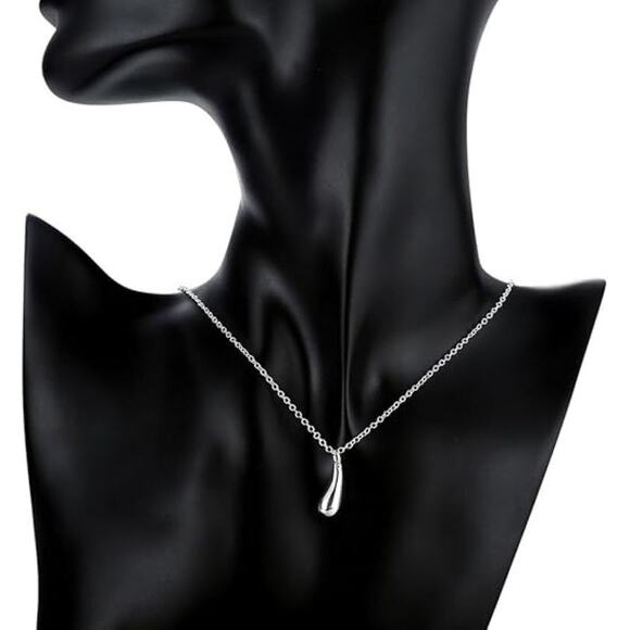 Unbranded Jewelry - 18" Silver Plated Water Drop Necklace | Minimalist Everyday Style